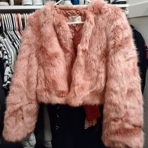 Michael kors fuzzy faux fur coat size Medium NWOT